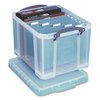 Really Useful Box Snap-Lid Storage Bin, 8.45 gal, 14 in x 18 in x 12.25 in, Clear/Blue, 3PK 32C-PK3CB